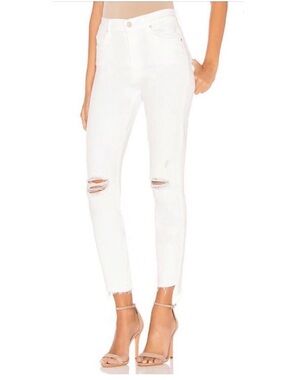 Mother Stunner Zip Ankle Step Fray White Skinny Jeans 27